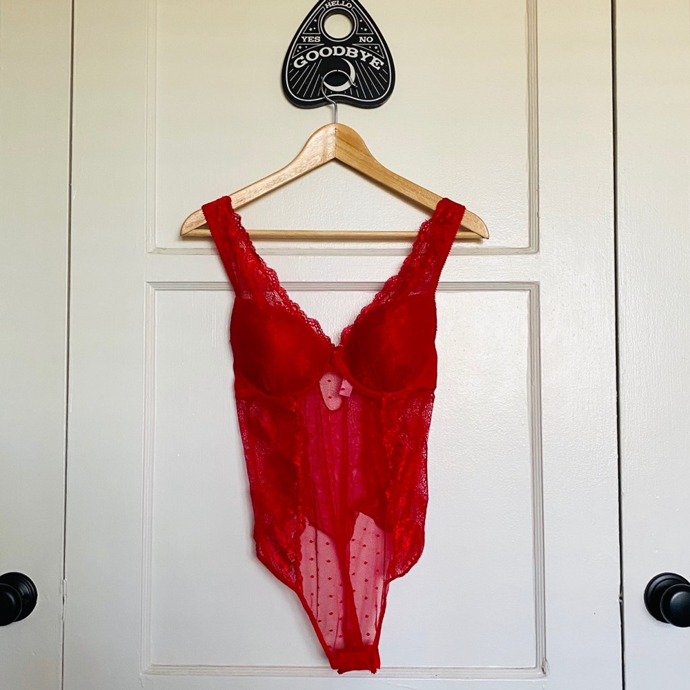 Lace & Mesh Thong Teddy